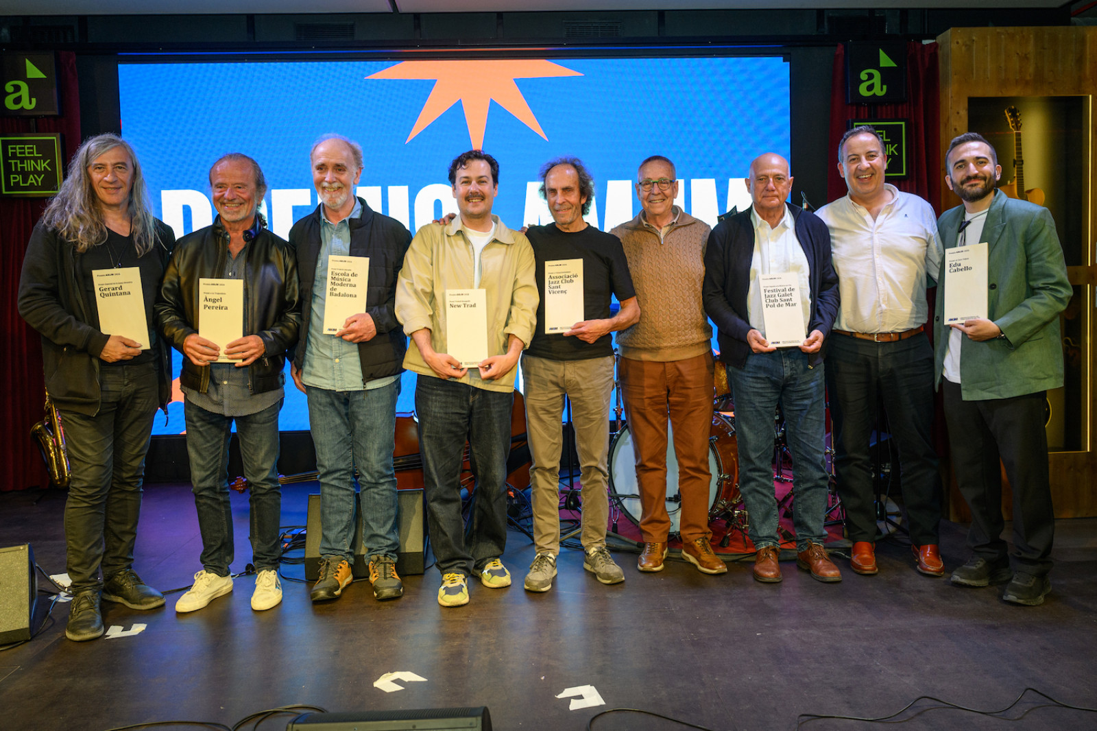 Guardonats als Premis AMJM 2026: Gerard Quintana, Àngel Pereira, l'Escola de Música Moderna de Badalona, el segell New Trad, l'Associació Jazz Club Sant Vicenç, el festival de Jazz Galet Club Sant Pol de Mar i Edu Cabello.