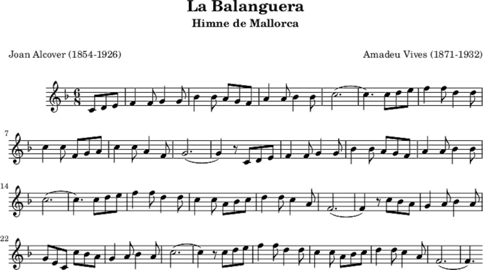 Partitura de 'La balanguera'