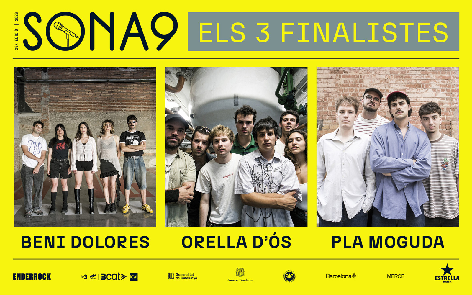 Beni Dolores, Orella d'Ós i Pla Moguda, els finalistes del Sona9 2026